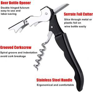 2025 Custom 60 PCS Todo en uno Abridores de vino y cerveza con cortador de papel de aluminio Logotipo personalizado Camarero Sacacorchos para servir - Product Image 4
