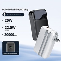 10000mAh/20000mAh Schnellladende 2-in-1 Mobile Powerbank mit Faltbarem AC-Ladegerät Eingebautem Kabel Powerbank mit Wandladegerät