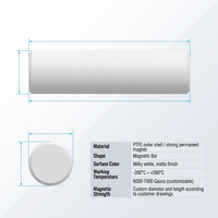 Barre magnétique en PTFE blanc laiteux, tige en polyfluoroéthylène, aimant permanent puissant pour la filtration de batteries et la séparation en laboratoire