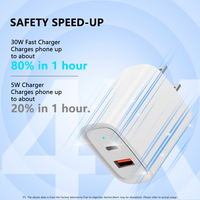 Chargeur de voyage universel OEM Adaptateur secteur US EU 30W Type C GaN Chargeur rapide PD USB C 5V/3A pour téléphone portable