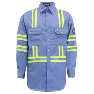 FR clothes HRC2 arc rated Canada Fire proof shirt FRC apparel with FR Hi vis top reflective trim Men's Flame Resistant shirts