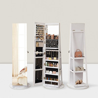 Coiffeuse moderne avec miroir rotatif et verrouillable, rangement pour bijoux, maquillage, boucles d'oreilles et colliers de grande taille, pour chambre à coucher, fabricant de produits de beauté