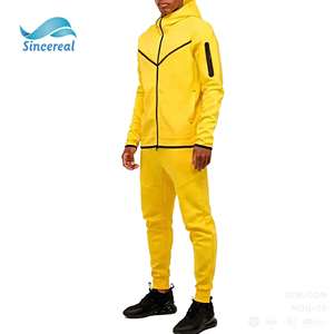 Custom logo sportkleding polyester tech fleece full zip tracksuit hoodie <span class=keywords><strong>jogger</strong></span> tweedelig joggingpak heren sweatsuits - Product Image 1