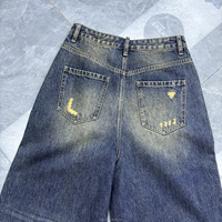 Jeans pour femmes tendance et délavés, lavage à l'eau de singe, vintage, déchirés, décontractés, respirants, en denim, amples, pour l'été