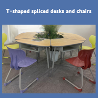 Bureaux d'école en forme de T pour étudiants, table d'étude en bois contreplaqué avec chaise, pour utilisation en classe de lycée, usage commercial