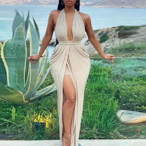 Vestido de fiesta de poliéster con escote Halter, cremallera oculta en la espalda - Product Image 6