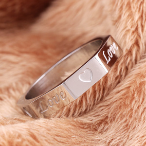 Bague en acier inoxydable en forme de cœur, forme géométrique octogonale, bijoux unisexes, cadeau - Product Image 2