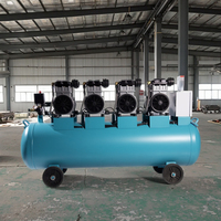Compresseur d'air RM1600Wx4-180L sans huile 180L silencieux à faible bruit Portable grande pompe à air de réservoir pour usage industriel médical dentaire