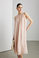 Robe en soie de mûrier 100% pour femme, à manches courtes, antistatique, col en V, taille haute, imprimé floral, style portefeuille, tie-dye, en mousseline tissée