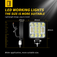 Phare de travail LED carré 24 LED de 3 pouces, double couleur blanc/ambre, pour tout-terrain, avec support de montage pour Jeep Wrangler, SUV, camion