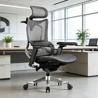 Chaise de bureau ergonomique moderne en maille avec accoudoirs 7D en PU, base chromée, réglable en hauteur et pivotante pour la maison/le bureau