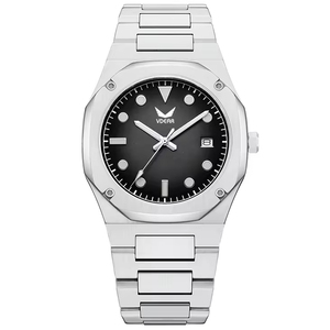OEM Classic Minimalist Men's Quartz <b>Watch</b> Ultra-Thin Luxury Octagon Case Waterproof Luminous Feature <b>Black</b> Leather Crystal - Product Image 1