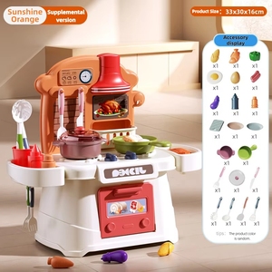 Ensemble de <span class=keywords><strong>cuisine</strong></span> de jeu d'imitation pour enfants, ensemble de <span class=keywords><strong>cuisine</strong></span> de luxe avec pulvérisation de vapeur, lumières et sons, boutons rotatifs, mini station de cuisson de table - Product Image 4