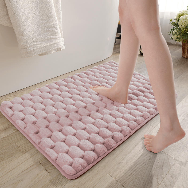 Tapis de salle de bain en coton haute densité - noir avec grain