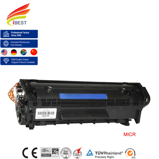 IBEST Compatible MICR Toner Cartridge HP Q2612A 12A Compatible for HP Laserjet 1010 1012 1015 1018 1020 for Bank Check Printing