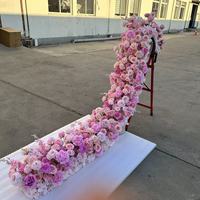 Pabrik Grosir IFG Rangkaian Bunga Mawar Putih Elegan Sutra 10 kaki dan Bunga Sakura untuk Lorong Pernikahan
