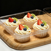 4-delige wegwerp clamshell bakkerijdoos, stapelbaar, voor brood, gebak & taarten