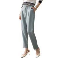 Pantalon court élégant pour femme Yaqi, nouvelle collection été, taille haute, amincissant, polyvalent, design fendu, coupe droite mi-longue drapé