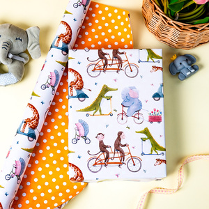 Animals Riding Bicycles Gift <b>Wrapping</b> <b>Paper</b> Double Sided Art <b>Paper</b> Eco-Friendly For Gift And Craft Use - Product Image 1