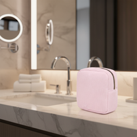Sac de rangement cosmétique réutilisable en velours côtelé polyester fait à la main avec fermeture éclair, pochettes élégantes en peluche irisée, sacs de voyage pour cosmétiques