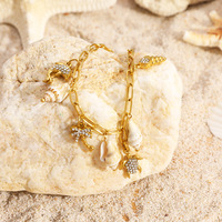 Bracelet de charme en acier inoxydable plaqué or 18 carats avec pendentif coquillage océanique tortue de l'été SUMMLY, bijoux tendance