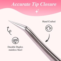 Pince à cils Veyes Inc Artisan, polie à la main, ergonomique, à pointe fine, en acier inoxydable, pour extensions de cils en éventail