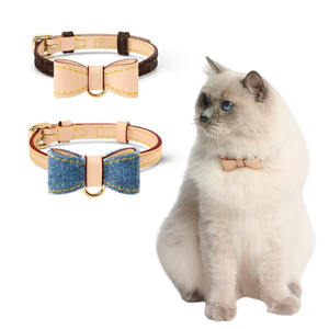 Designer Cat <b>Collar</b> Adjustable Bow Tie Cat <b>Collar</b> Denim Bow <b>Pet</b> Accessories Ready Stock - Product Image 1