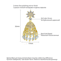 Pendiente de aro de circonita cúbica transparente de estilo exótico LUOTEEMI de chapado en oro para mujer diseño de joyería de viaje de India