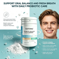 Poudre dentifrice probiotique SHITONG Équilibre Buccal Haleine Fraîche Bouche Saine 50g