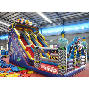 Commercial Grade 0.55mm PVC Tarpaulin Giant Rocket-themed Double-lane Inflatable Playground <b>Slide</b> Blower Easy Setup 300-500kg - Product Image 3