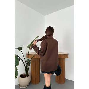 เสื้อเบลเซอร์กำมะหยี่สีน้ำตาลขายส่ง แจ็คเก็ตหนังกลับ ปักลายประดับเลื่อมมุก มีให้เลือกแบบสั้น แบบยาว ลายพิมพ์หลากหลาย และแบบเรียบ - Product Image 1