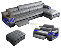 Sofá Inteligente con Luces LED, Multifuncional, de Cuero, con Masaje, Proyectores de Sonido, Espacio de Almacenamiento, Sofá Cama Reclinable