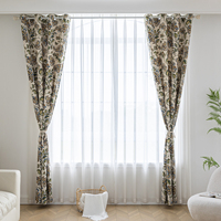Rideaux occultants à isolation thermique bohème en polyester bleu profond avec impression florale vibrante bloquant la lumière pour la décoration de la maison/hôtel