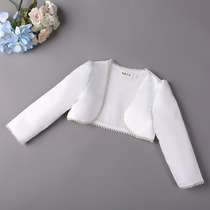 GE Girl White Pearl Princess Bolero Kid Wedding Party Cloak Dance Shawl Cardigan - Product Image 1