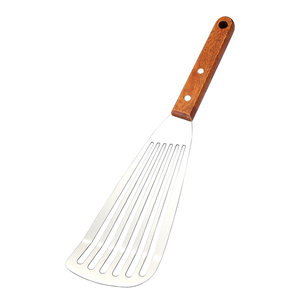 Mango de madera para cocinar barbacoa parrilla plancha Turner pala cuchillo para masa espátula de pescado de acero inoxidable - Product Image 5