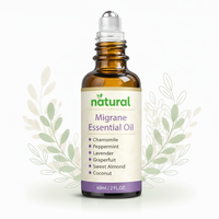 Huile Essentielle Naturelle Anti-Migraine en Roll-on, Parfum Durable, Soulage l'Anxiété et les Maux de Tête, Idéale pour les Voyages et les Soins Personnels en Déplacement