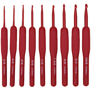 أحمر إبر كروشيه من الألومنيوم بمقبض من السيليكون TPR شكل مربع إبر حياكة ضفائر أداة حياكة الكروشيه - Product Image 1