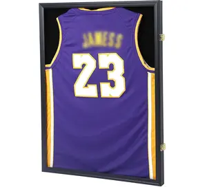 Jersey Display Case Frame Lockable Shadow Box Sports Jersey Frame with UV Protection Acrylic Hanger for Baseball Basketball