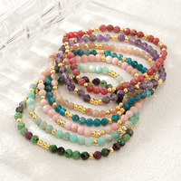 Bracelet extensible tendance en pierres naturelles facettées, perles dorées faites à la main, bracelets en pierres précieuses pour femmes