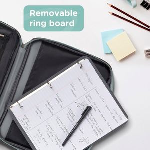 Échantillon gratuit - Classeur à fermeture éclair tendance BSCI avec plusieurs poches, capacité de 380 feuilles, idéal pour l'école - Product Image 5