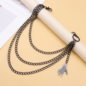 โซ่คล้องกางเกงหลายชั้นสไตล์ดาร์กเทรนดี้แบบยุโรปอเมริกัน พร้อมจี้กรงเล็บปีศาจอะคริลิก สำหรับผู้ชายและผู้หญิง ฮิปฮอป - Product Image 4