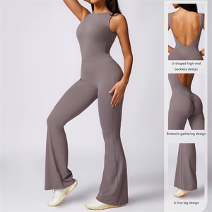 Mono deportivo de una pieza para mujer, color melocotón, para <span class=keywords><strong>yoga</strong></span>, casual, ligeramente ajustado, sin espalda - Product Image 6