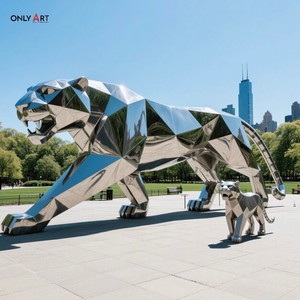 Onlyart Factory Profession Design et Statue de tigre géante en acier inoxydable en métal moderne sur mesure pour les projets de <span class=keywords><strong>zoo</strong></span> - Product Image 6