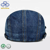 Fabricante de Sombreros OEM ODM, Gorras de Estilo Ivy Ajustables Personalizadas, Gorras Newsboy con un Botón a Presión, Tela Vaquera para Uso Diario Unisex