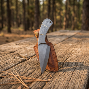 Cuchillo de Supervivencia para Camping y Caza con Hoja Fija de Acero Damasco Forjado, Mango de Madera Pakka Azul - Garantía de 3 Años - Product Image 4