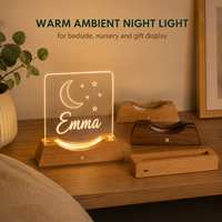 Base lumineuse LED en bois personnalisée avec logo, formes multiples, modes d'éclairage, alimentation USB, support d'affichage