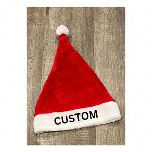 Vente en gros de chapeaux de Noël personnalisés avec impression de logo et nom, chapeaux de Père Noël en velours chaud, cadeau de Noël pour la famille - Product Image 1