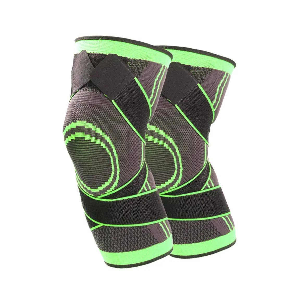 Outdoor knitting exercise kneecap fitness running bandage pressurized knee riding compression knee sleeve with wrap/strap