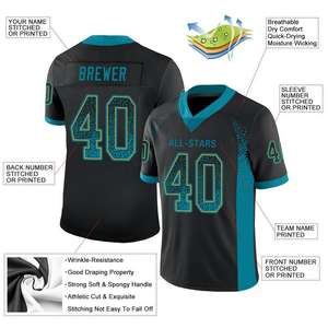 Custom Black <b>Teal</b>-Old Gold Drift Fashion Mesh Authentic Football Jersey - Product Image 2