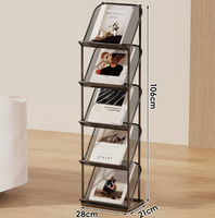 Étagère de présentation métallique sur pied, simple face, pour journaux, livres, magazines, brochures, documents, support de rangement
